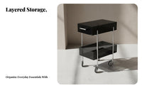 2-Tier Rolling Utility Trolley Light Luxury Design 2-Tier Utility Utility