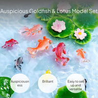 Koi Fish Lotus Leaf Resin Miniature Aquarium Decor