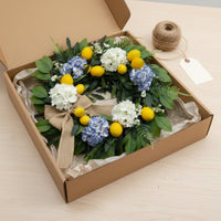 Artificial Lemon Wreath Ready to Hang Hydrangea Wreath Indoor Outdoor Use