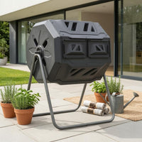 Vented Rotating Compost Bin Metal Stand Octagonal Compost Tumbler Ventilated