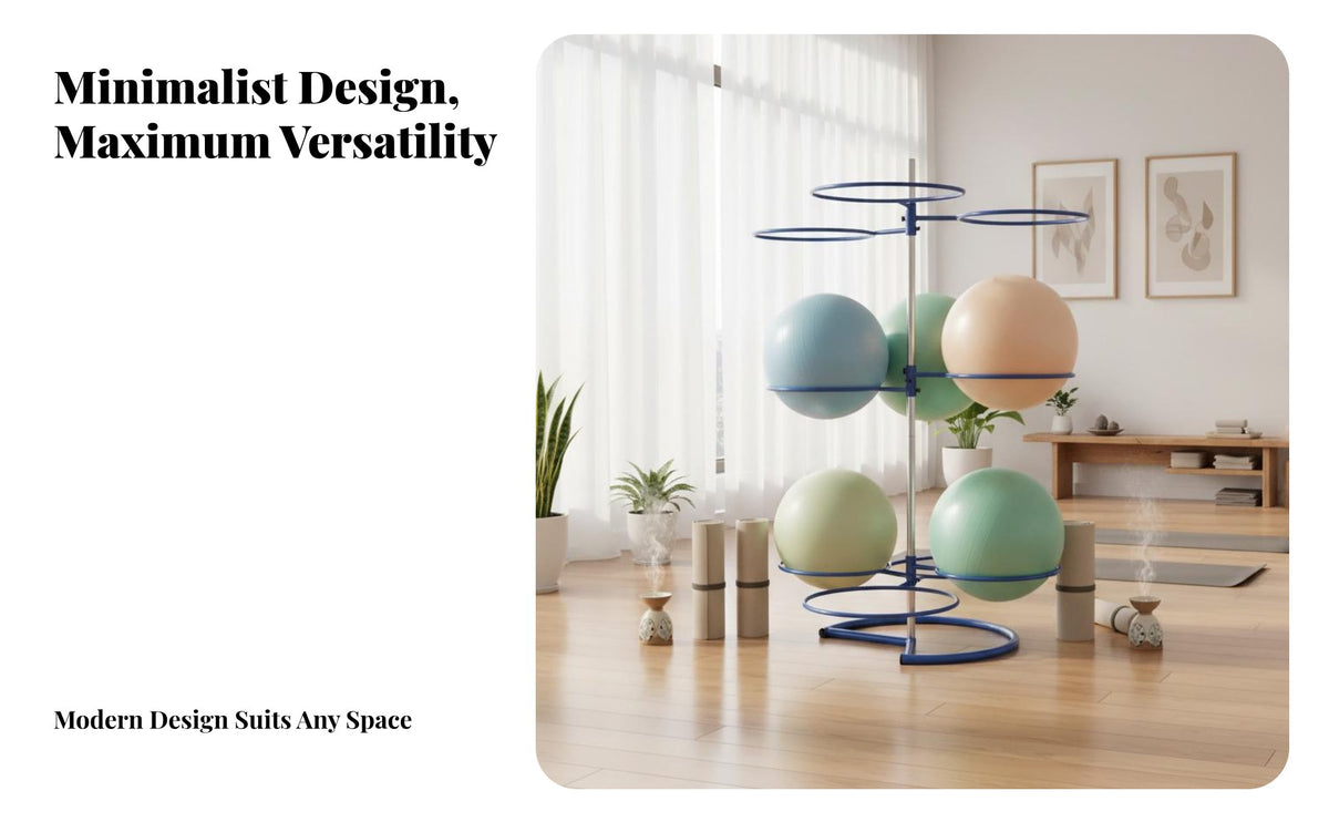 Detachable Exercise Ball Rack Long-Lasting Steel Construction Exercise Ball Stand Rust-Resistant Sturdy and Stable for Studio Owners