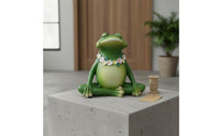 Meditation Frog Statue Green Finish Outdoor Decoration Waterproof for Garden