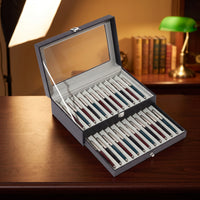 Pen Storage Box with Clear Lid Multi-Compartment Pen Storage Display Case Shielded for Collectors