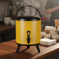 Stainless Steel Tea Barrel Spill-Resistant-Resistant Faucet Insulated Beverage Dispenser Hot and Cold Drink Container Wide Mouth