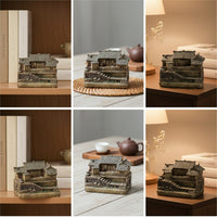 Rustic Miniature House | Weathered, Miniature House with Garden Setting, for Tabletop