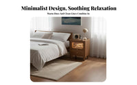 Bedside Table with Integrated Light Fluted Glass Drawer Nightstand tapactivated