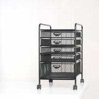 Multi-layer Metal Mesh File Cart with Storage Racks