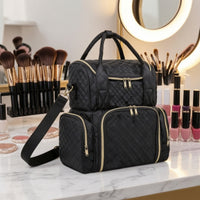 Travel-Friendly Cosmetic Organizer Bag Portable Makeup Bag with Shoulder Strap for Travelers