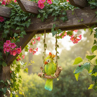 Parrot Swing Ornament Weather-Resistant Resin Bird Swing Decoration Hand-Painted