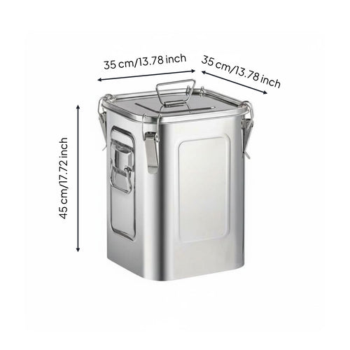Stainless Steel Bucket Flat Sides Square Steel Bucket Rounded Corners Storage Bin