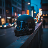 Matte Black Full-Headgear | Low-Profile, Carbon Fiber Helmet, for Street Riding