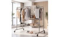 Heavy Duty Double-Bar Drying Rack Industrial Double Clothes Rack Metal Furniture Sturdy for Laundry Room, Balcony, Apartment