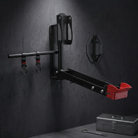 Two-Wheeler Storage Rack with Hooks Foldable Bicycling Wall-Attached Holder Hook Compact Swivel Wall Bike Rack Mount for Garage, Apartment