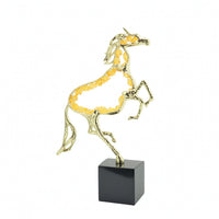 Horse Figurine with Metal Frame Tabletop Standing Horse Statue Modern for Office