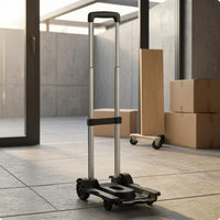 Folding Trolley Cart Compact Four Wheel Trolley Transport Gear Includes Ropes for Moving Luggage
