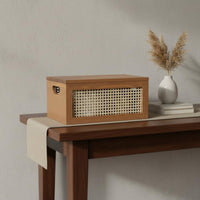 Wooden Lidded Storage Box Retro Design Rattan Storage Box Dustproof for Bedroom