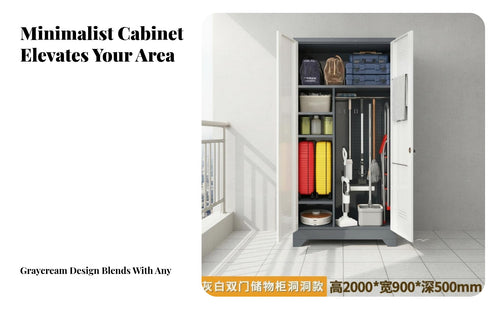 Lockable Narrow Cleaning Supply Organizer Pegboard Back Panel Single-Door Broom Closet Space-Saving Design Utility Cabinet Raised Feet for Apartment Dwellers, Raisedice Managers, Balcony, Laundry Room, Basement, Bathroom