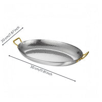 Hammered Stainless Steel Serving Pan Raised Rims Hammered Serving Uncovered Pan-Top