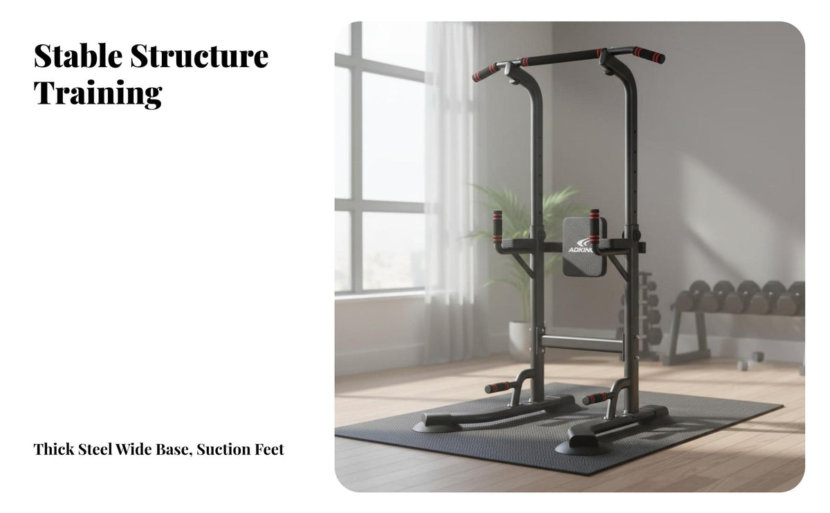 Heavy-Duty Steel Frame Pull up Station Stable Base Freestanding Pull up Bar Non-Slip Grips Power Station High Weight Capacity for Fitness Enthusiasts, Adults, Beginners, Home Gym, Indoor, Garage, Basement