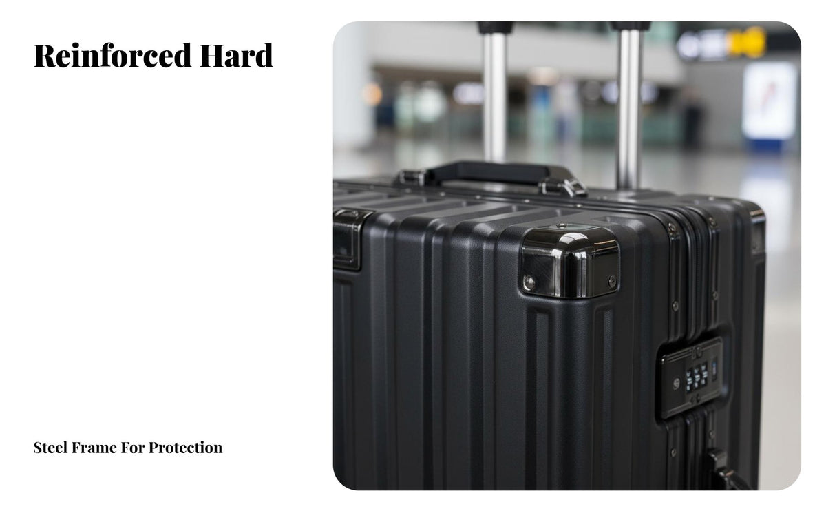 Telescoping Handle Hardshell Scratch Resistant Ribbed Hardside Reinforced Corners Suitcase Lightweight Design for Travelers, Vacatisinglers, Business Professionals, Vacation, Airport, Weekend Trip Getaway