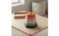 Multifunctional Rainbow Hoop Stacker Polished Edges Rainbow Stacking Blocks Paint Wooden Stacking Toy Develops Hand-Eye Coordination for Toddlers, Preschoolers, Babies, Playroom, Daycare