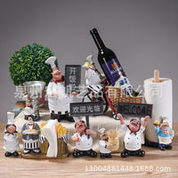 Modern Chinese Style Resin Chef Figurine Set for Kitchen Decor