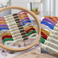 Embroidery Hoop with Thread 8-Inch for DIY Crafts, Crafters, Beginners