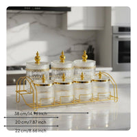 7 Pieces Clear Pantry Organizer Jars Light Luxury Design for Kitchen Counter