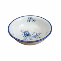 Navy & Cream Porcelain Bowl Plate Set, Retro Chinese Ceramic Tableware, Sturdy