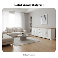Contemporary Television Cabinet with Storage Sturdy Construction White TV Stand Rounded Corners Modern Entertainment Center for Small Areas, Bedroom