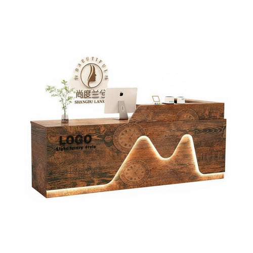 Salon Reception Desk Light Luxury Design Salon Checkout Counter Piano High-Gloss Coating Finish Office Front Desk for Receptionists, Company Lobby