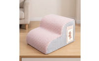 Pet Ramp Stairs Plaid Dog Steps with Soft Cover Non-Slip Curved Pet Steps for Small Dogs, Young Dogs, Couch, Bedroom, Living Room