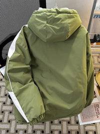 日系潮牌基础撞色连帽羽绒棉服男女同款冬季宽松加厚情侣棉袄外套
