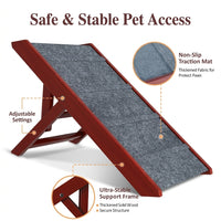 Dog Ramp with Adjustable Height for Small and Pets, Solid Wood Pet Steps for Sofa and Bed Access, Non-Slip Surface