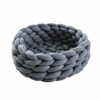 Chunky Knit Cat Bed Handcrafted Look Crochet Pet Resting Place Vegan Woven Cat Nest for Cats, Indoor
