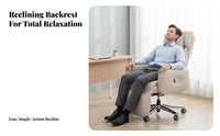 Reclining Chair with Footrest Lumbar Support Office Furniture 360° rotate Padded Armrests for People Working from Home, resting