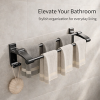 Bathroom Towel Storage and Rail for Homeowners, Space Aluminum Wall Mounted Rack, Kitchen Durable