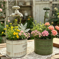 Faucet-Top Planter Weathered Vintage Iron Planter Indoor Outdoor Use