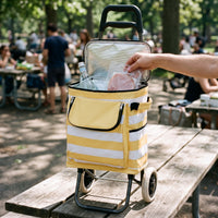 Foldable Portable Shopping Cart with Insulated Bag, Lightweight Utility Cart for Groceries and Outdoor Use