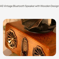 Vintage Speaker TF Card & USB Support Retro Gramophone Speaker Heavy Bass Mini Gramophone Music Player for Desktop, Living Room, Bedroom