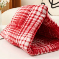 Semi-Enclosed Bunny Hideaway with Thermal Insulation, Warm Plush Hamster Bed for Guinea Pig Cage Accessories, Washable Small Pet Fleece House