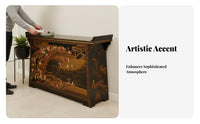 Chinese Design Entryway Cabinet Traditional Design Entryway Table Table Two Drawers Double Door Compartment for Hallway, Bedroom