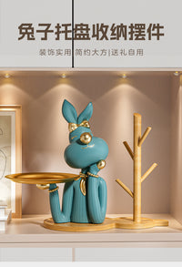 Metal Rabbit and Deer Figurine Key Tray for Entryway Living Room Housewarming Gift