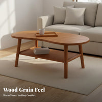 Unrestricted Form Coffee Table Double-layer Storage Kidney-shaped Accent Table Retro Wooden Construction Unique Shape Suitable for Homeowners Living Room Home Decoration