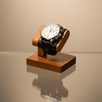 Padded Wooden Watch Display Stand Curved Top Single Watch Stand Rectangular Base Storage Piece Wood Grain