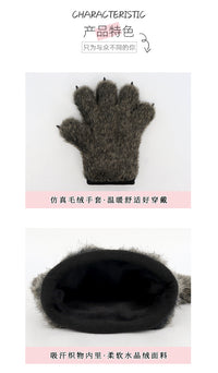 万圣节新款手套狼兽爪毛绒仿真尾巴保暖手套兽尾cosplay配饰道具