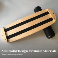 Adjustable Stoppers Wooden Balance Board Sturdy Wood Construction Roller Balance Board Portable Core Strength Coach Non-Slip Surface for Snowboarders, Athletes, Surfers, Home Gym, Physical Rehabilitation, Office