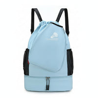 Separate Lower Compartment Drawstring Backpack Shuttlecock Graphic Badminton Backpack