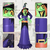 Outdoor Halloween Inflatable Witch Garden Inflatable Witch with LED Lights Lawn Halloween Inflate Decoration Lighted for Homeowners