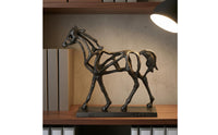 Cast Iron Horse Figurine Openwork Abstract Horse Sculpture Decorative Piece for Office, Home Display